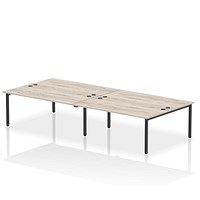 Impulse Bench B2B 4 Person 1800 Black Frame Office Bench Desk Grey Oak