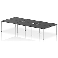 Impulse Bench B2B 6 Person 1200 Silver Frame Office Bench Desk Black