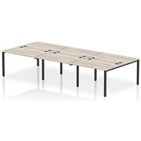 Impulse Bench B2B 6 Person 1200 Black Frame Office Bench Desk Grey Oak