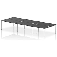 Impulse Bench B2B 6 Person 1400 Silver Frame Office Bench Desk Black