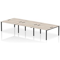 Impulse Bench B2B 6 Person 1400 Black Frame Office Bench Desk Grey Oak