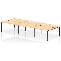 Impulse Bench B2B 6 Person 1400 Black Frame Office Bench Desk Maple Impulse Bench B2B 6 Person 1400 Black Frame Office Bench Desk Maple