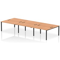 Impulse Bench B2B 6 Person 1400 Black Frame Office Bench Desk Oak Impulse Bench B2B 6 Person 1400 Black Frame Office Bench Desk Oak