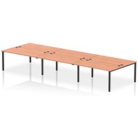 Impulse Bench B2B 6 Person 1600 Black Frame Office Bench Desk Beech