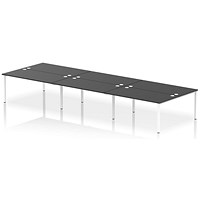 Impulse Bench B2B 6 Person 1600 White Frame Office Bench Desk Black