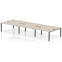 Impulse Bench B2B 6 Person 1600 Black Frame Office Bench Desk Grey Oak
