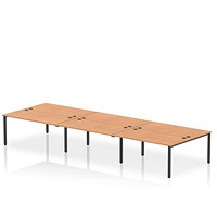 Impulse Bench B2B 6 Person 1600 Black Frame Office Bench Desk Oak