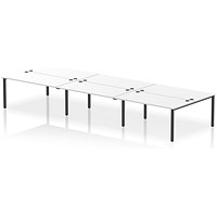 Impulse Bench B2B 6 Person 1600 Black Frame Office Bench Desk White