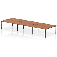 Impulse Bench B2B 6 Person 1600 Black Frame Office Bench Desk Walnut