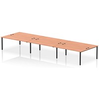 Impulse Bench B2B 6 Person 1800 Black Frame Office Bench Desk Beech