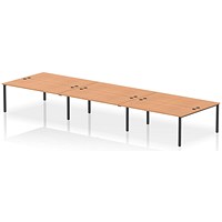 Impulse Bench B2B 6 Person 1800 Black Frame Office Bench Desk Oak