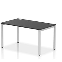 Impulse Bench Single Row 1400 Silver Frame Office Bench Desk Black