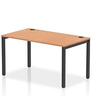 Impulse Bench Single Row 1400 Black Frame Office Bench Desk Oak Impulse Bench Single Row 1400 Black Frame Office Bench Desk Oak