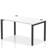 Impulse Bench Single Row 1400 Black Frame Office Bench Desk White