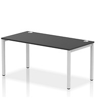Impulse Bench Single Row 1600 Silver Frame Office Bench Desk Black