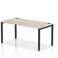 Impulse Bench Single Row 1600 Black Frame Office Bench Desk Grey Oak