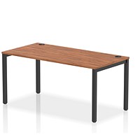 Impulse Bench Single Row 1600 Black Frame Office Bench Desk Walnut