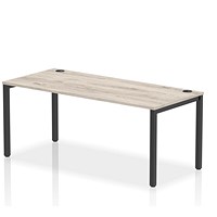 Impulse Bench Single Row 1800 Black Frame Office Bench Desk Grey Oak