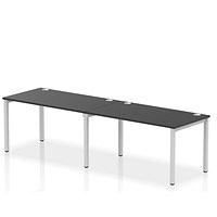 Impulse Bench Single Row 2 Person 1400 Silver Frame Office Bench Desk Black