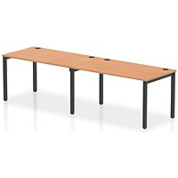 Impulse Bench Single Row 2 Person 1400 Black Frame Office Bench Desk Oak Impulse Bench Single Row 2 Person 1400 Black Frame Office Bench Desk Oak