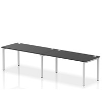 Impulse Bench Single Row 2 Person 1600 Silver Frame Office Bench Desk Black
