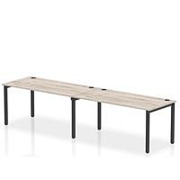 Impulse Bench Single Row 2 Person 1600 Black Frame Office Bench Desk Grey Oak