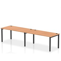 Impulse Bench Single Row 2 Person 1600 Black Frame Office Bench Desk Oak