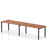 Impulse Bench Single Row 2 Person 1600 Black Frame Office Bench Desk Walnut