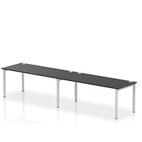 Impulse Bench Single Row 2 Person 1800 Silver Frame Office Bench Desk Black