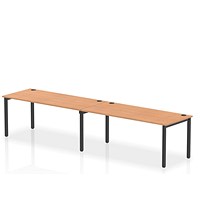 Impulse Bench Single Row 2 Person 1800 Black Frame Office Bench Desk Oak