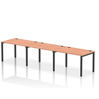 Impulse Bench Single Row 3 Person 1200 Black Frame Office Bench Desk Beech