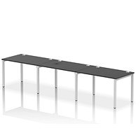 Impulse Bench Single Row 3 Person 1200 Silver Frame Office Bench Desk Black
