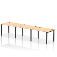 Impulse Bench Single Row 3 Person 1200 Black Frame Office Bench Desk Maple