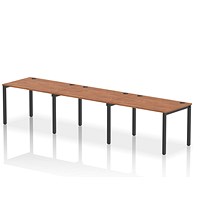 Impulse Bench Single Row 3 Person 1200 Black Frame Office Bench Desk Walnut