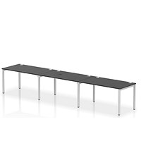 Impulse Bench Single Row 3 Person 1400 Silver Frame Office Bench Desk Black