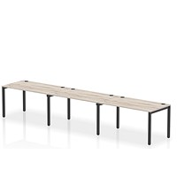 Impulse Bench Single Row 3 Person 1400 Black Frame Office Bench Desk Grey Oak