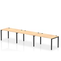 Impulse Bench Single Row 3 Person 1400 Black Frame Office Bench Desk Maple