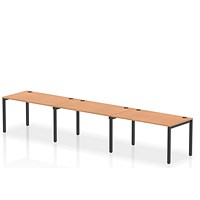 Impulse Bench Single Row 3 Person 1400 Black Frame Office Bench Desk Oak Impulse Bench Single Row 3 Person 1400 Black Frame Office Bench Desk Oak