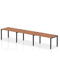 Impulse Bench Single Row 3 Person 1400 Black Frame Office Bench Desk Walnut