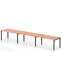 Impulse Bench Single Row 3 Person 1600 Black Frame Office Bench Desk Beech