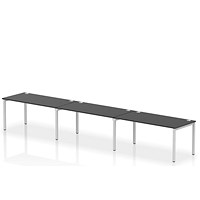 Impulse Bench Single Row 3 Person 1600 Silver Frame Office Bench Desk Black