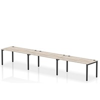 Impulse Bench Single Row 3 Person 1600 Black Frame Office Bench Desk Grey Oak