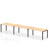 Impulse Bench Single Row 3 Person 1600 Black Frame Office Bench Desk Maple