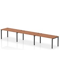 Impulse Bench Single Row 3 Person 1600 Black Frame Office Bench Desk Walnut