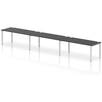 Impulse Bench Single Row 3 Person 1800 Silver Frame Office Bench Desk Black