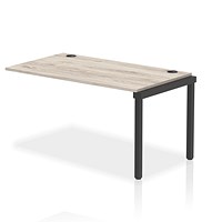 Impulse Bench Single Row Ext Kit 1400 Black Frame Office Bench Desk Grey Oak