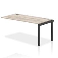 Impulse Bench Single Row Ext Kit 1600 Black Frame Office Bench Desk Grey Oak