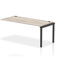 Impulse Bench Single Row Ext Kit 1800 Black Frame Office Bench Desk Grey Oak