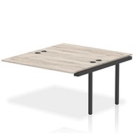 Impulse Bench B2B Ext Kit 1400 Black Frame Office Bench Desk Grey Oak