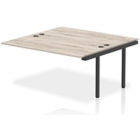 Impulse Bench B2B Ext Kit 1600 Black Frame Office Bench Desk Grey Oak